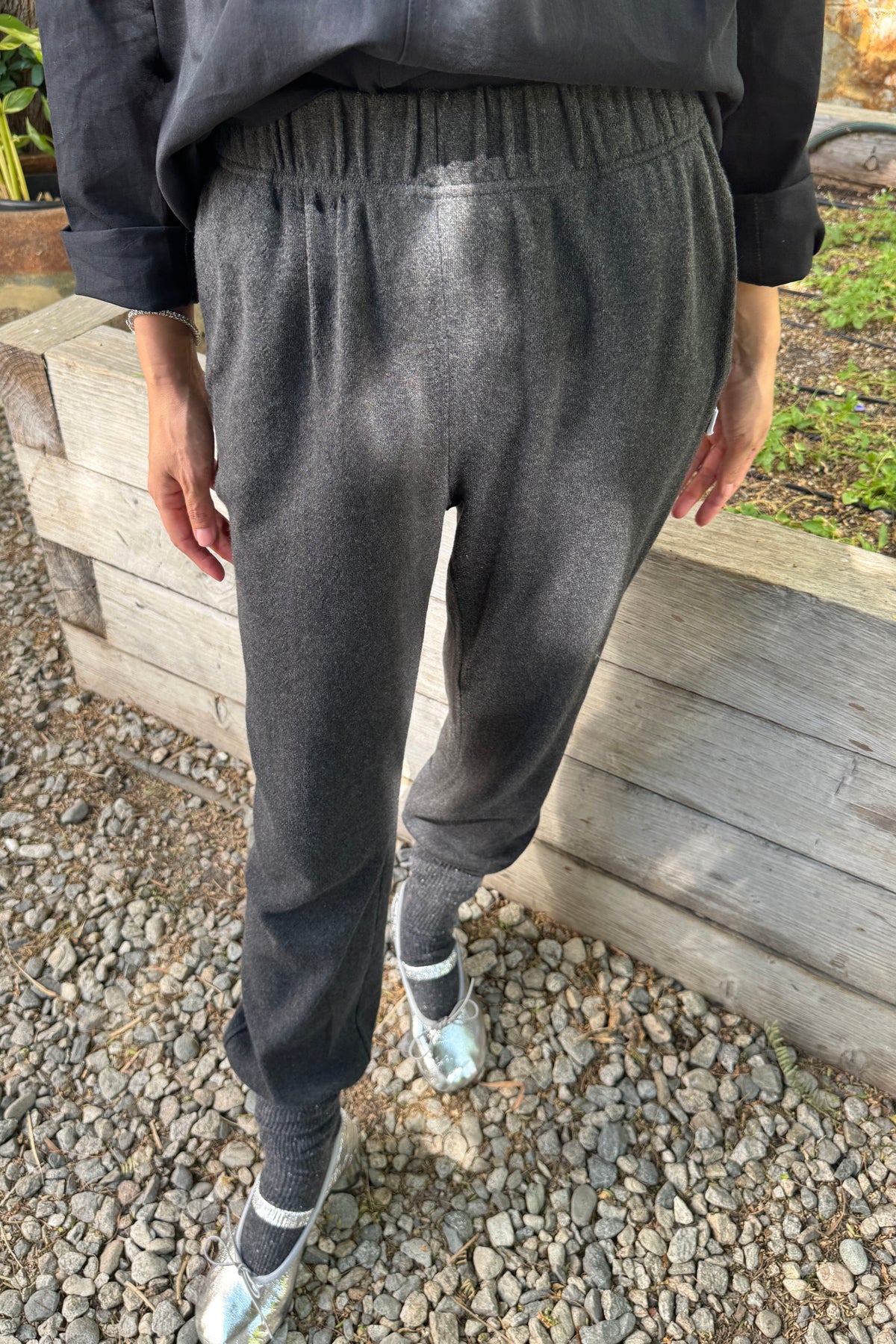 Pointelle Serene Joggers - Charcoal