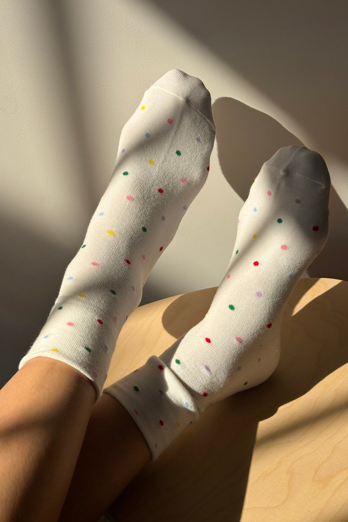 Polka Dot Sneaker Socks - Ivory/Multi
