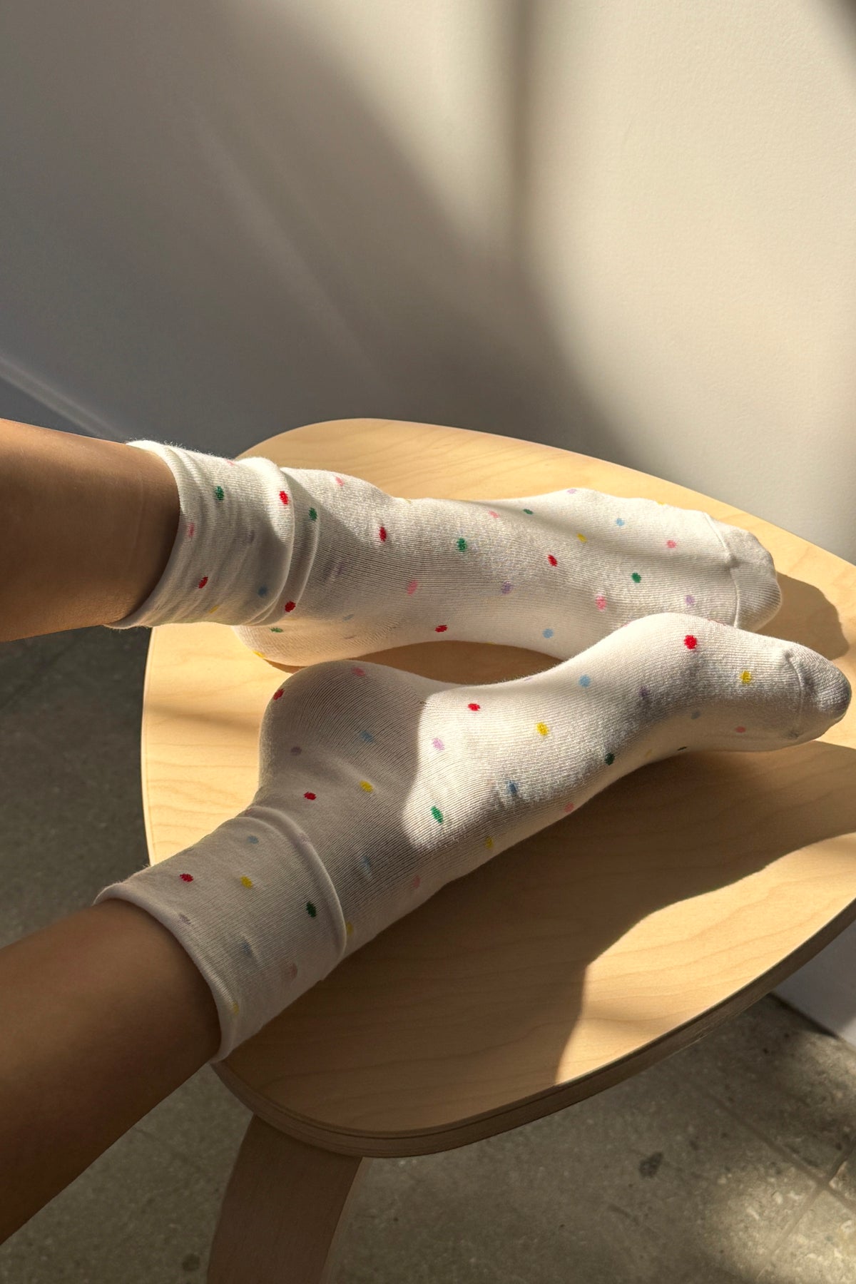Polka Dot Sneaker Socks - Ivory/Multi