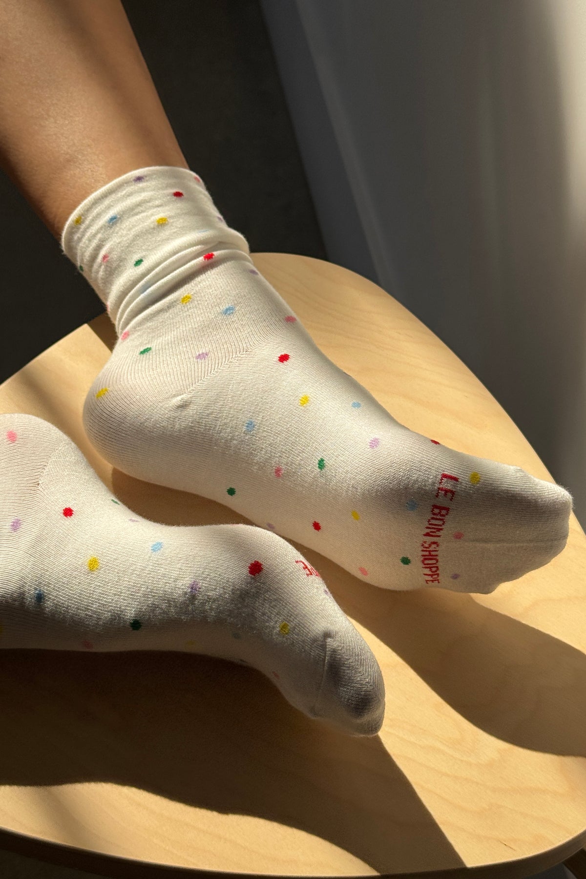 Polka Dot Sneaker Socks - Ivory/Multi