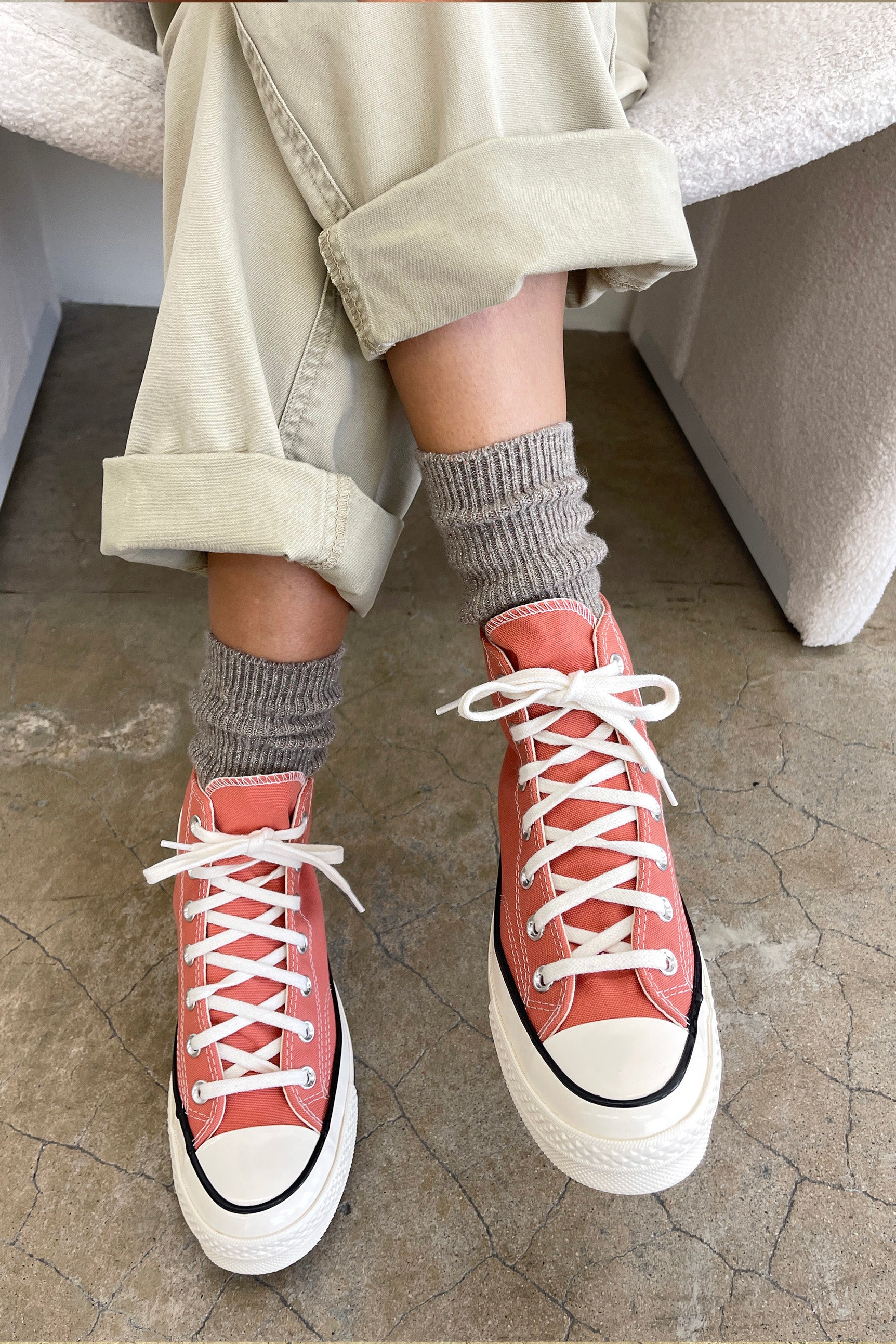 Winter Sparkle Socks - Nutmeg