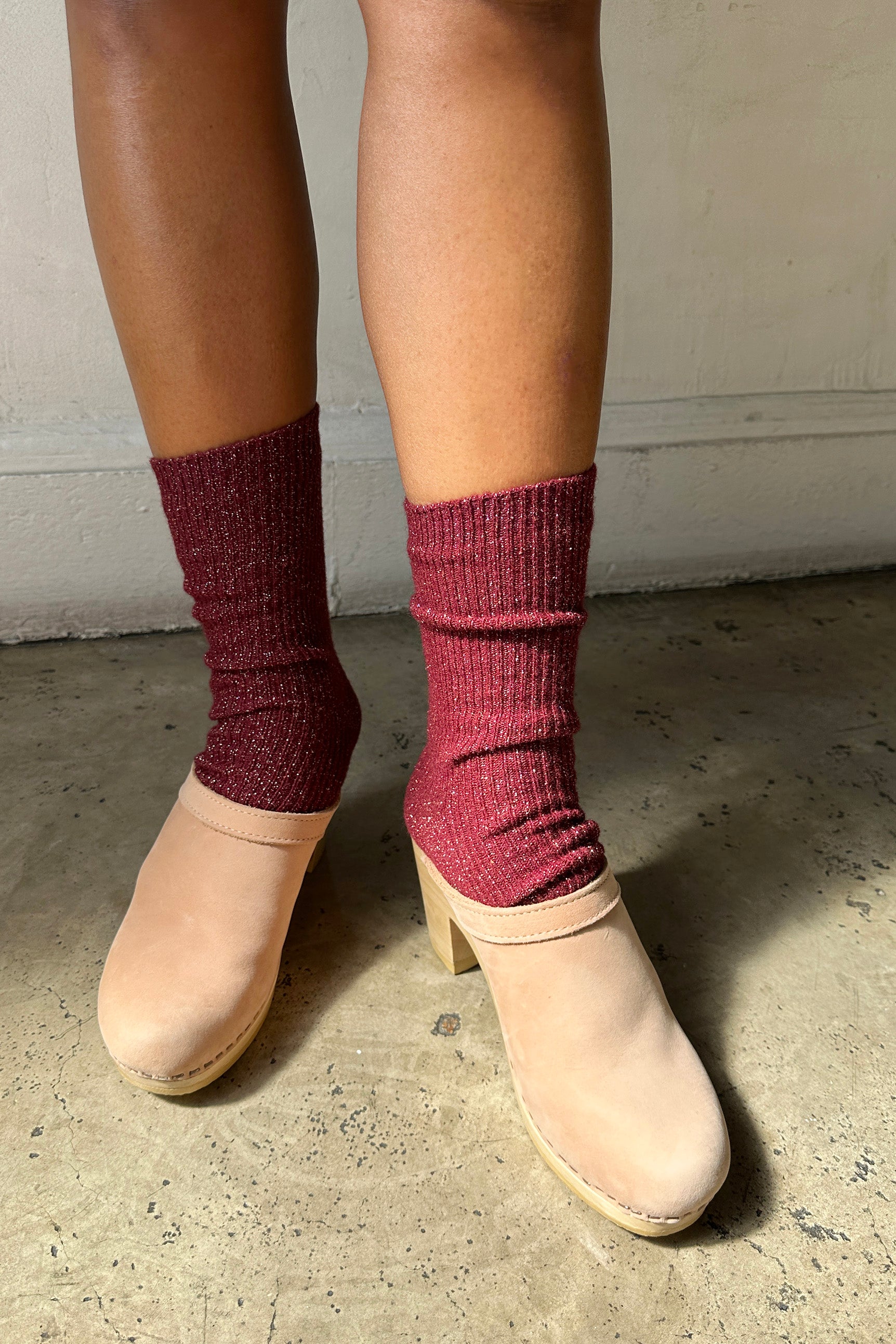 Winter Sparkle Socks - Wine