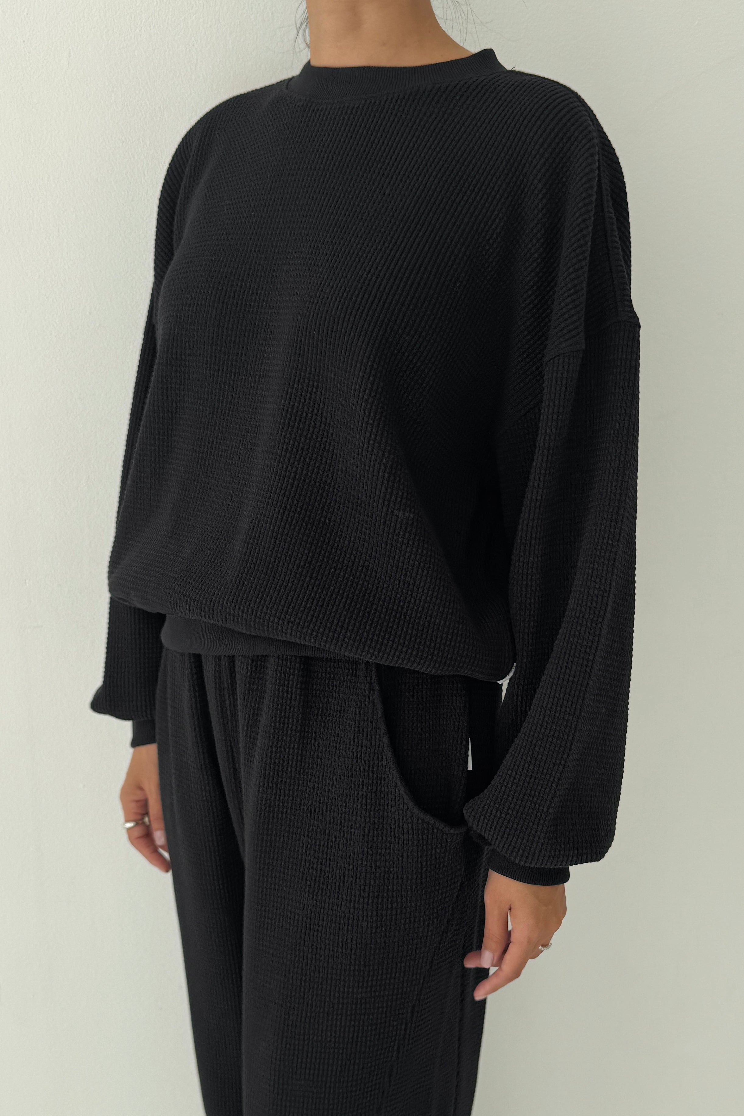 Waffle Core Sweatshirt - True Black