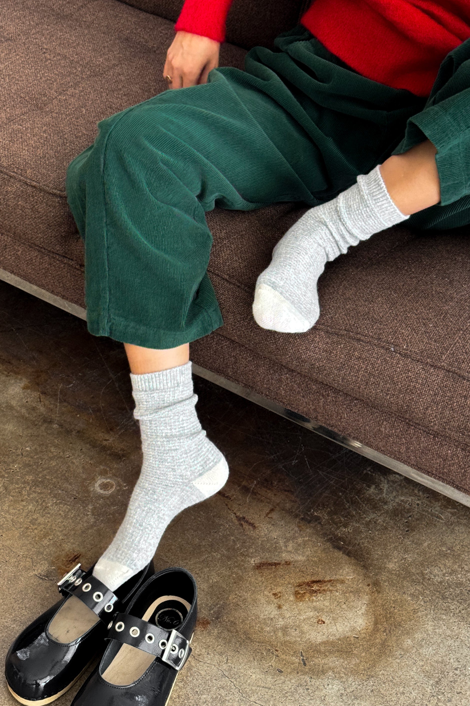 Wool Waffled Socks - Stone / Cream