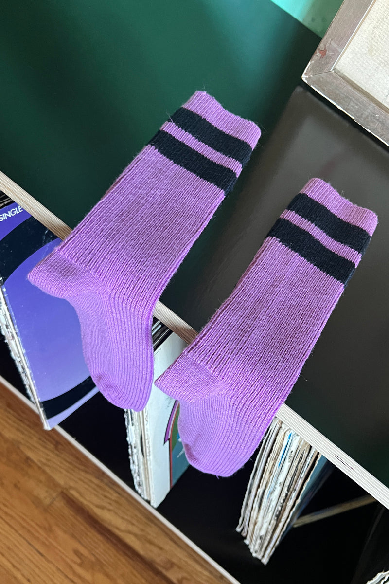 Grandpa Varsity Socks - Orchid Navy Stripe