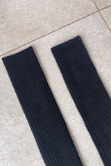 Chaussettes d'écolière (mélange de laine mérinos) - Noir