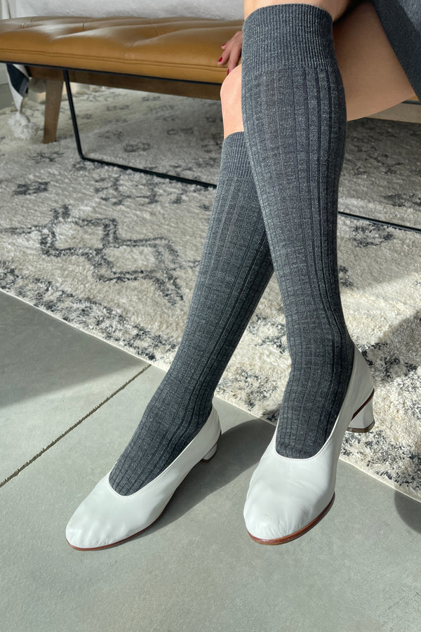 Schoolgirl Socks (Merino Wool Blend) - Charcoal Melange