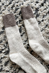 Color Block Cottage Socks - Oatmeal / Flax
