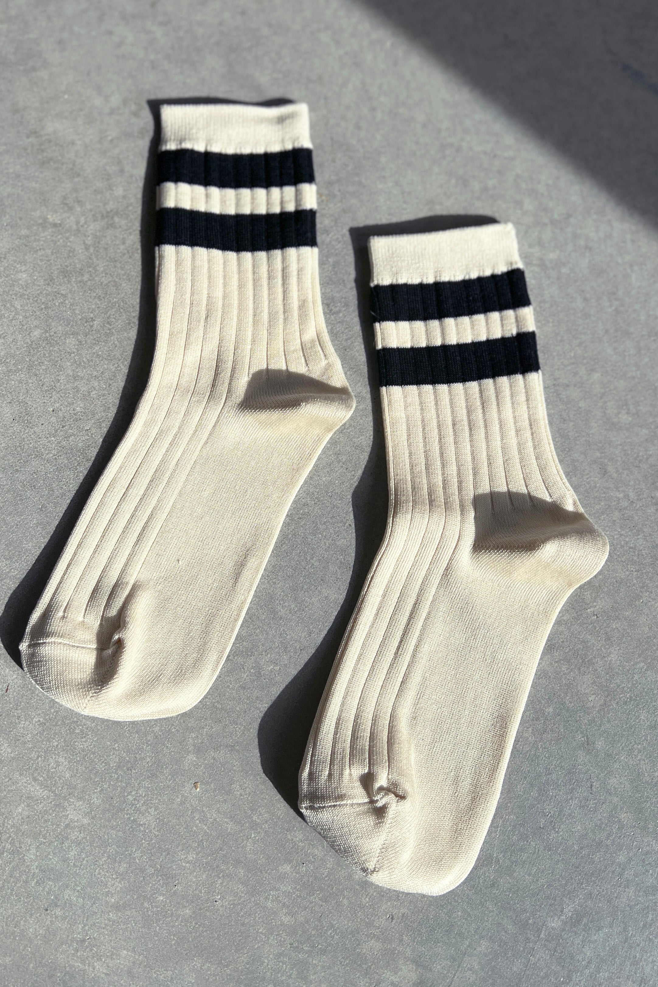 Her Varsity Socks - Cream Black