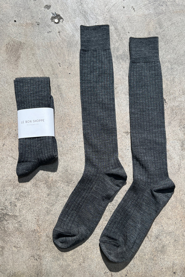 Schoolgirl Socks (Merino Wool Blend) - Charcoal Melange